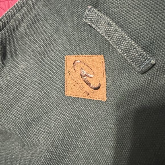 Roper Range Gear Double Knee Denim Overall Women Large Green Hot Pink Quilt Line - Picture 9 of 14